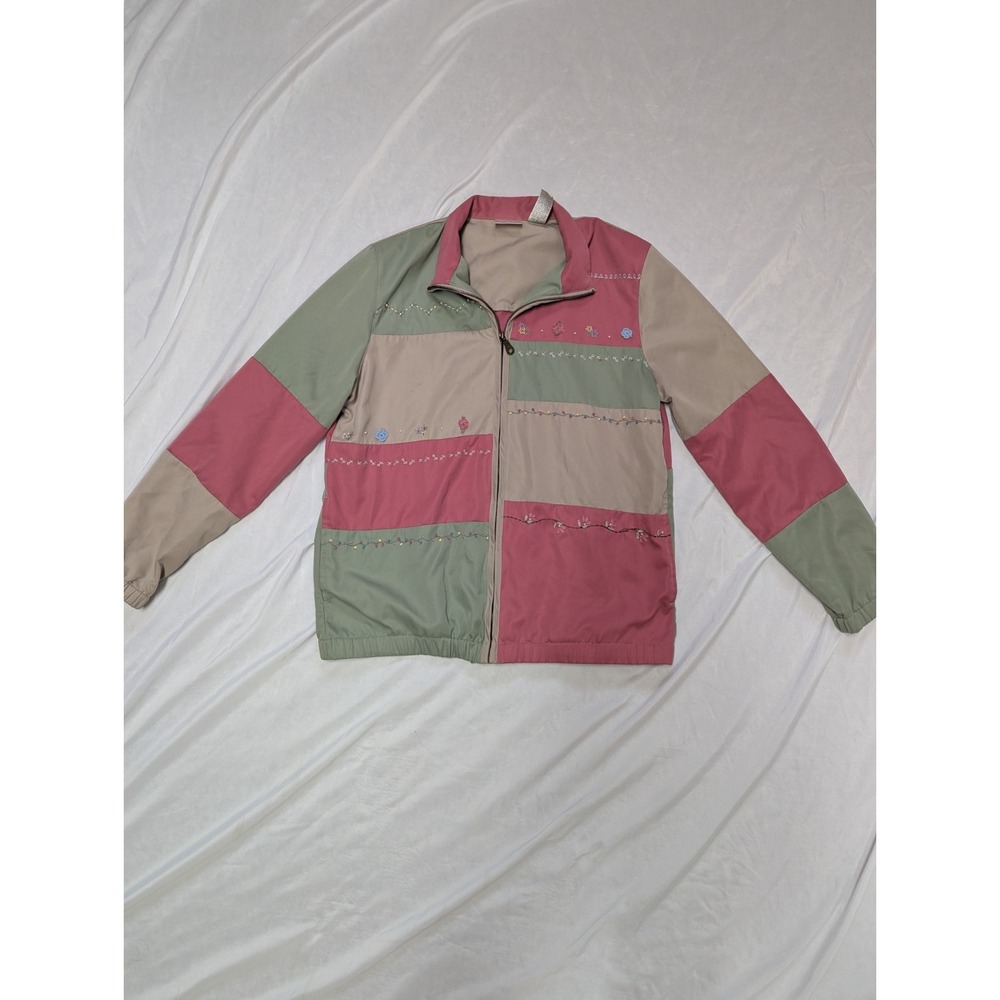 Koret Grannycore Patchwork Embroidered Floral Lightweight Full Zip Jacket Small
